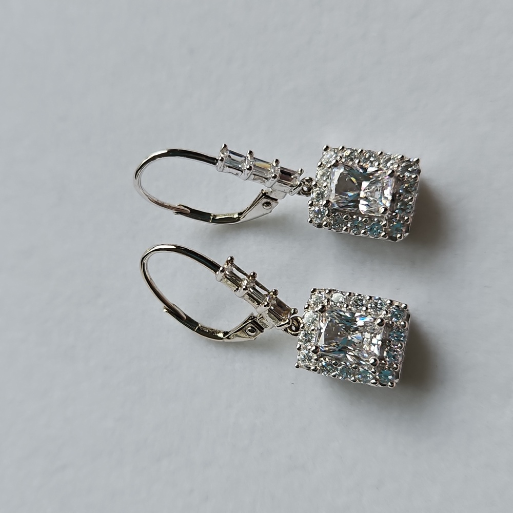 Sterling Silver Rhinestone Drop Earrings